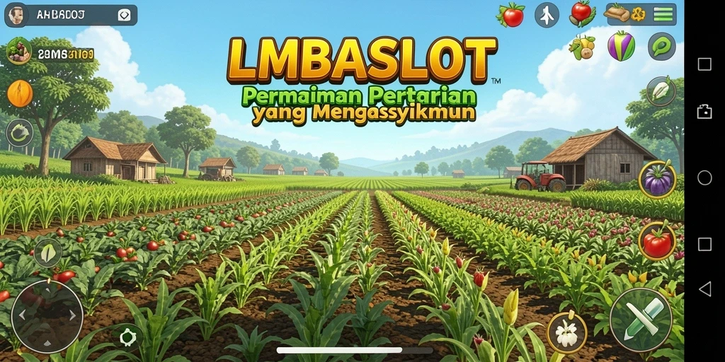 Tampilan seru gameplay LMBASLOT dengan pertanian yang indah.