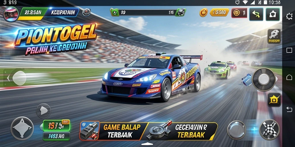 Tampilan menarik dari gameplay balap di PIONTOGEL.